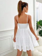 Ruched Bust Shirred Back Ruffle Hem Cami Dress